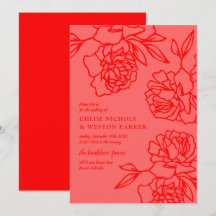 Pencilé Peonies Mariage rouge moderne
