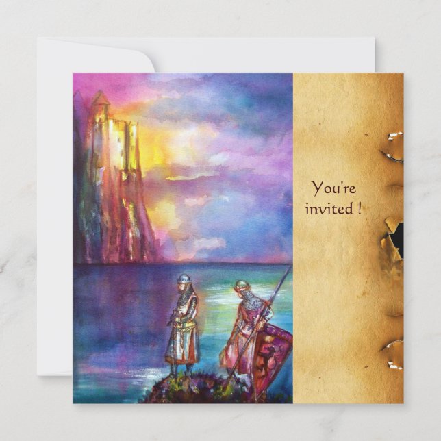 Invitation PENDRAGON Chevaliers médiévaux, Coucher de soleil  (Devant)