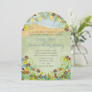 Invitation Pennant à Bunting coloré Tourbillonnant Mariage fl