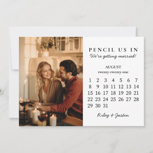 Invitation Pensez-nous dans Enregistrer la date Calendrier d' (Devant)