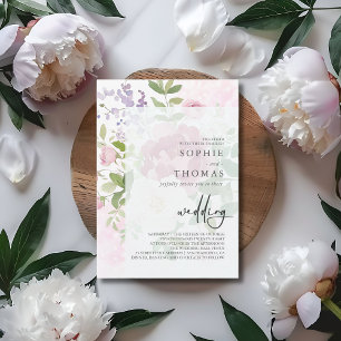 Invitation Peoné doux mariage élégant