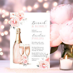 Invitation Peonies Blush Pink Brunch & FÊTE DES MARIÉES Bubbl