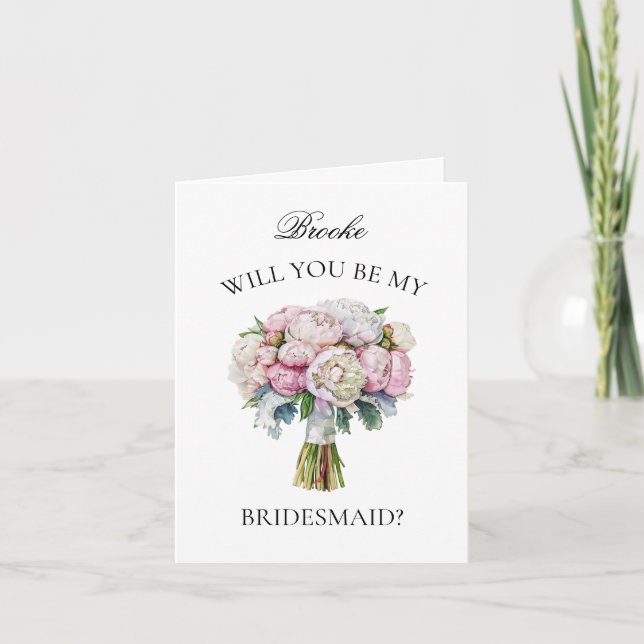Invitation Peonies de lavande rose Bouquet Bridesmaid Proposi (Devant)