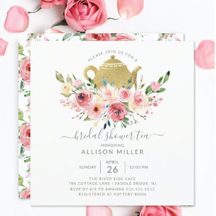 Invitation Peonies de printemps Rose Floral Fête des mariées 