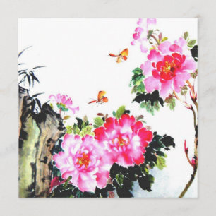 Invitation Peonies et papillons/Invitations personnalisés tou