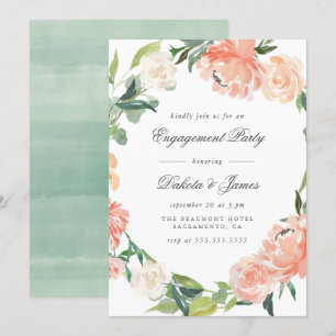 Invitation Peonies & Eucalyptus Green Engagement Party