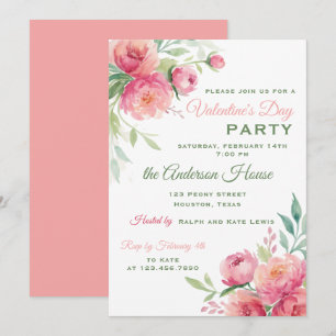 Invitation Peonies Floral Valentines Fête