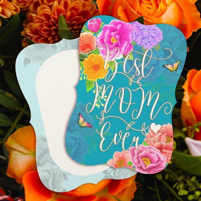 Invitation Peonies romantiques Jardin Turquoise Meilleure mam (Romantic Peonies Garden Best Mom Ever Teal Mother's Day Card.)