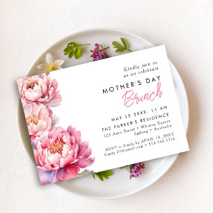 Invitation Peonies rose moderne brunch des mères florales