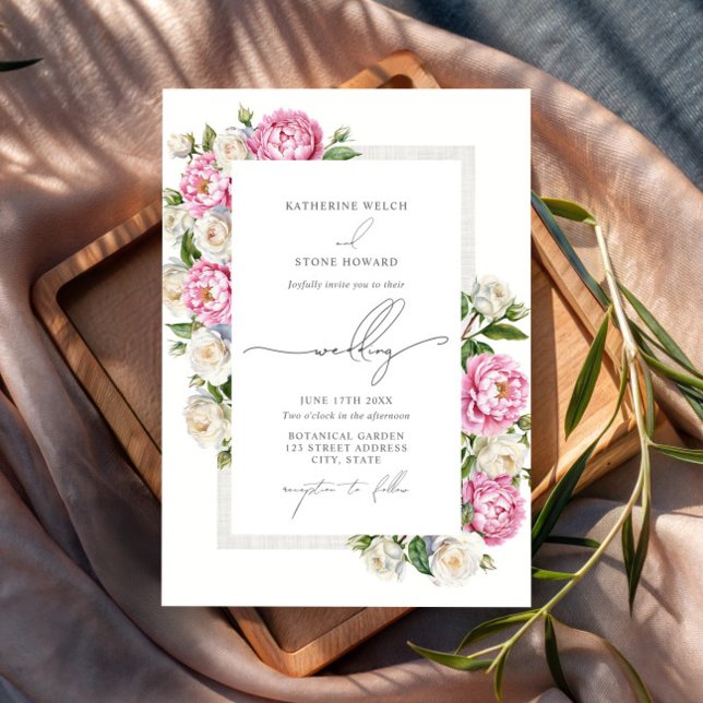 Invitation Peonies & Roses Floral Elégant Jardin Mariage (Créateur téléchargé)