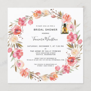 Invitation Peonies roses Floral Gold Lights Fête des mariées