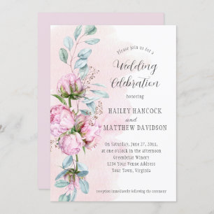 Invitation Peonies Roses, Lave Rose, Mariage Verdoyant