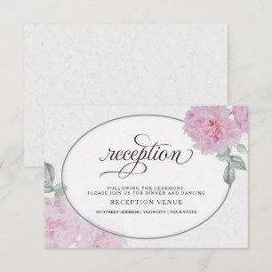 Invitation Peonies roses romantiques Papier de riz BarefootBr