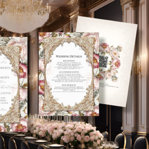 Invitation Peony Elegant Floral Or rose et ivoire Détails