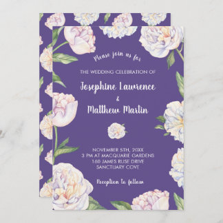 Invitation Peony Floral Violet Puple Wedding