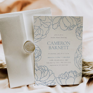 Invitation Peony Garden Blue Floral Fête des mariées