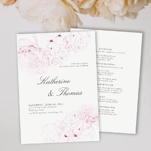 Invitation Peony Mariage rose Chic Élégant Formel Tout en un