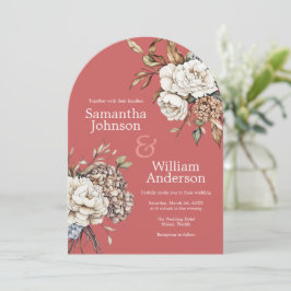 Invitation Peony moderne & hydrangea Coral Mariage rose