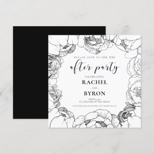 Invitation Peonys noir et blanc mariage après la fête