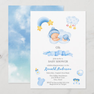 Invitation Pépinière Boho moderne Aquarelle Bleu C`est le gar