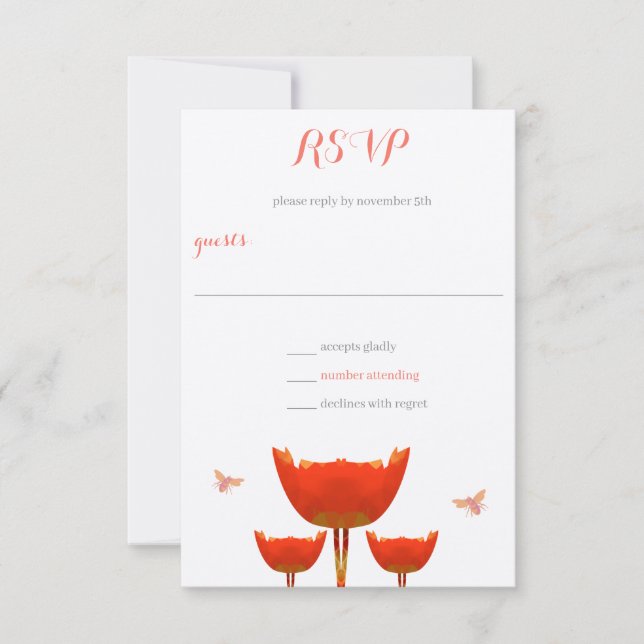 Invitation Pépites d'orange et bourdons d'abeilles Mariage RS (Devant)