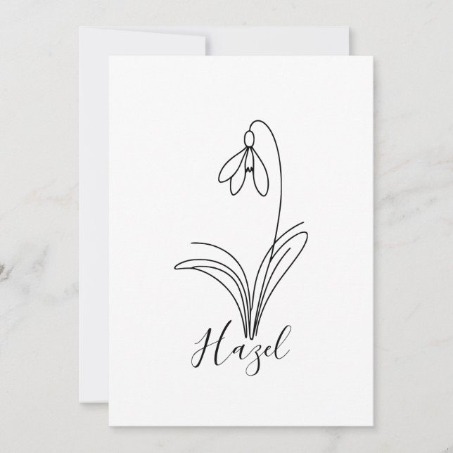 Invitation Perce-neige personnalisé de janvier Fleur de naiss (Devant)