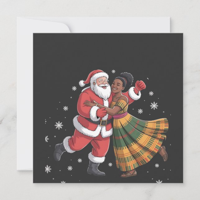 Invitation Père Noël africain Mme Claus danse afro-américain  (Devant)