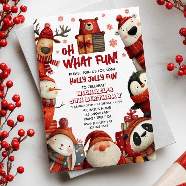 Invitation Père Noël Animaux Festive Noël Fête des Enfants (Créateur téléchargé)