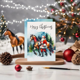 Invitation Père Noël aquarelle avec cheval