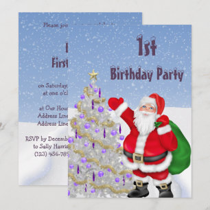 Invitation Père Noël & Arbre de Noël 1er Anniversaire