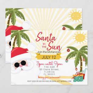 Invitation Père Noël au soleil fête d'été Noël australien
