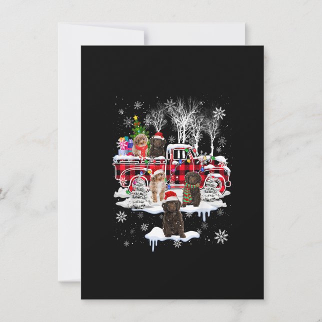Invitation Père Noël avec un camion pickup à carreaux rouges (Devant)