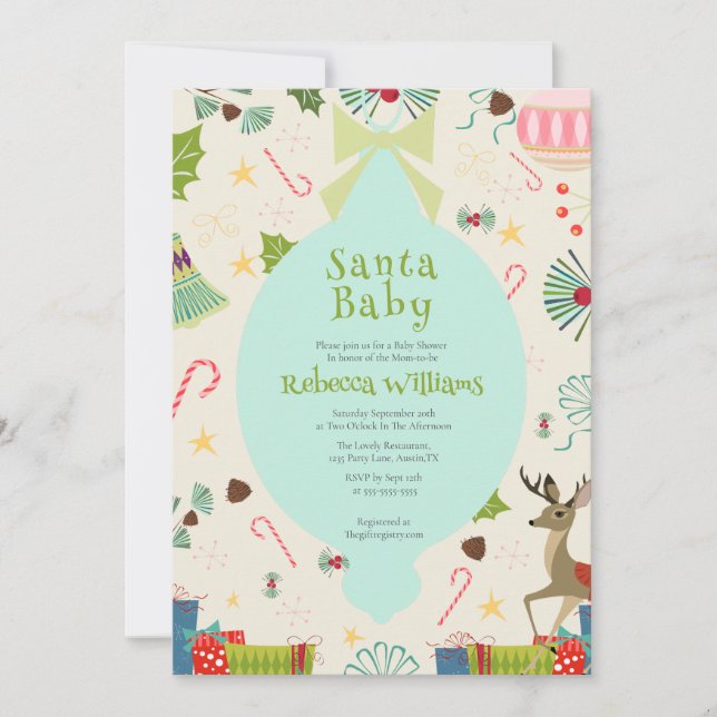 Invitation Père Noël Baby Atomic Mid Century Baby shower mode (Devant)