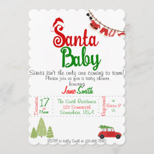 Invitation Père Noël Baby Baby shower