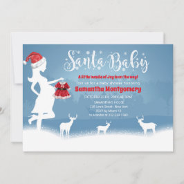 Invitation Père Noël Baby Baby shower de Noël bleu et rouge
