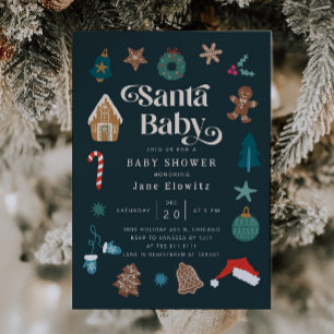 Invitation Père Noël Baby Boy Christmas Baby shower Invitatio