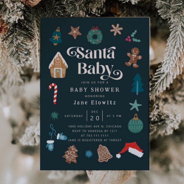 Invitation Père Noël Baby Boy Christmas Baby shower Invitatio (Créateur téléchargé)