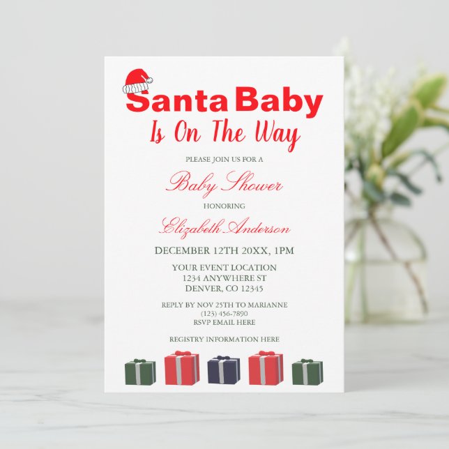 Invitation Père Noël Baby Christmas Baby shower (Debout devant)