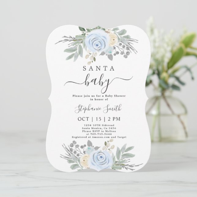 Invitation Père Noël Baby Christmas Baby shower Boy Invitatio (Debout devant)