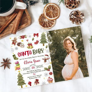 Invitation Père Noël Baby Christmas Baby shower Party Photo