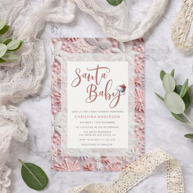 Invitation Père Noël Baby Christmas Girl Baby shower Invitati (Créateur téléchargé)