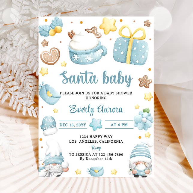 Invitation Père Noël Baby Christmas Gnomes Baby shower Party (Créateur téléchargé)