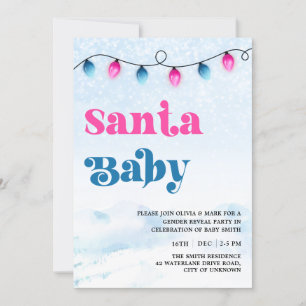 Invitation Père Noël Baby Christmas Lights Révélation de genr