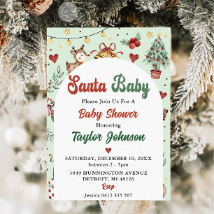 Invitation Père Noël Baby Christmas Reindeer Baby shower Part