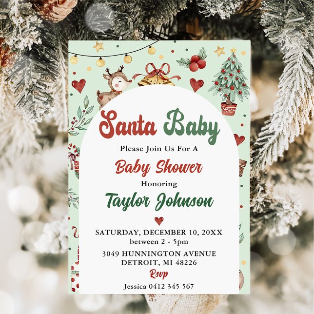Invitation Père Noël Baby Christmas Reindeer Baby shower Part (Créateur téléchargé)