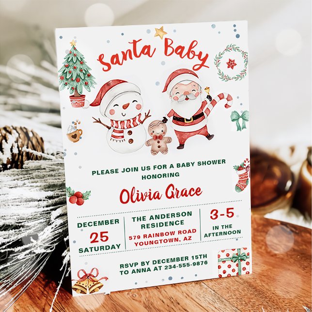 Invitation Père Noël Baby Christmas Snowman Baby shower Party (Créateur téléchargé)
