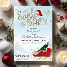 Père Noël Baby Christmas Winter Baby shower Invita