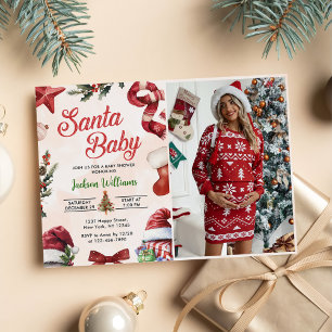 Invitation Père Noël Baby Christmas Winter Baby shower Photo
