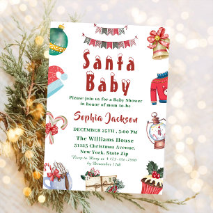 Invitation Père Noël Baby Holiday Baby shower de Noël d'hiver