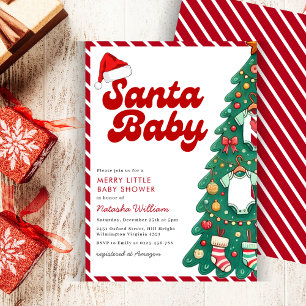 Invitation Père Noël Baby Joyeux Baby shower de Noël